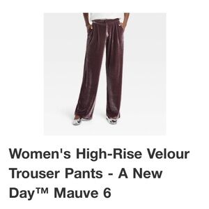 NWT Target Velour High-Rise Pants in Mauve